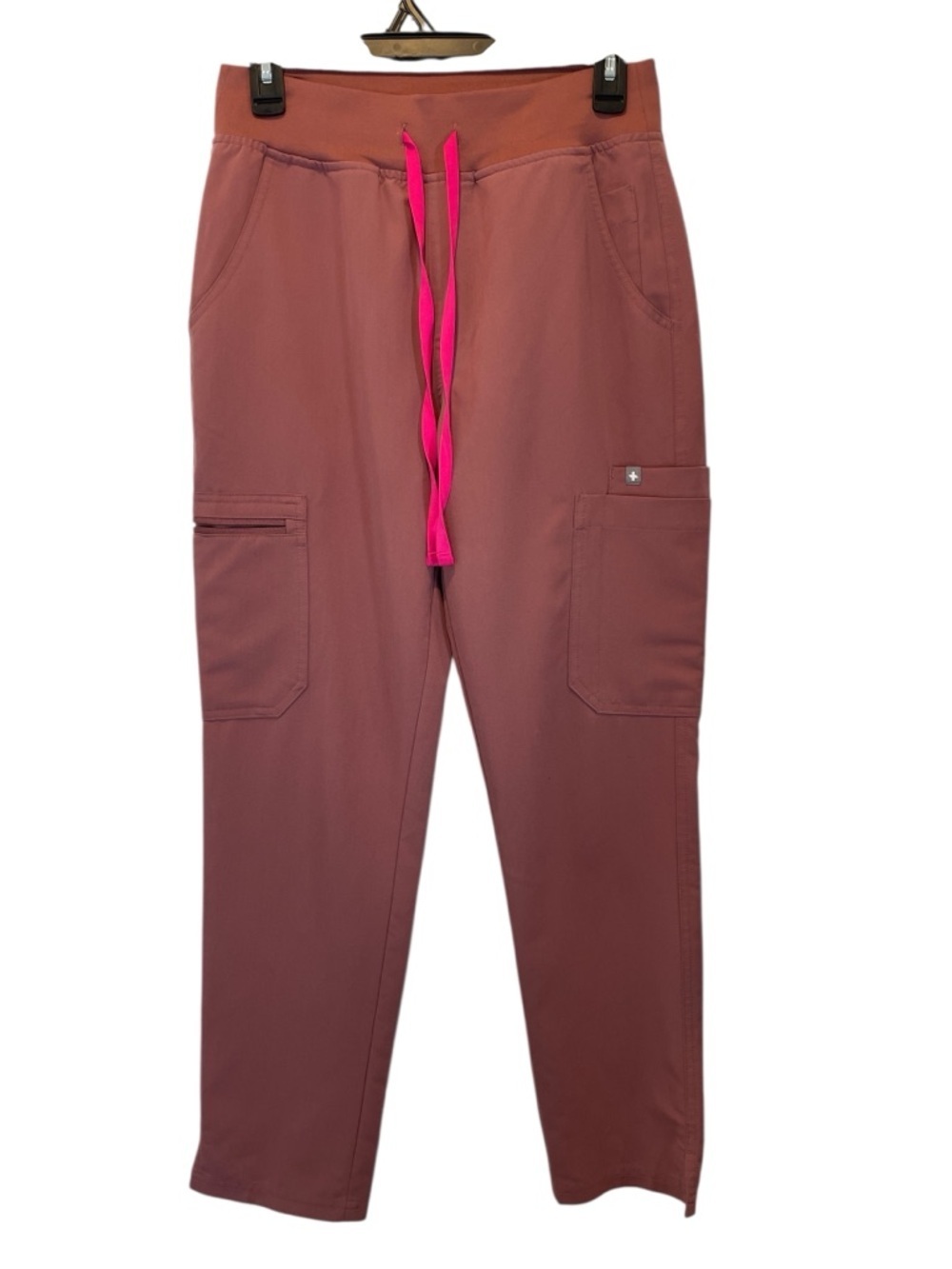 Figs Yola High Waisted Pants  with Hot Pink Drawstring size S